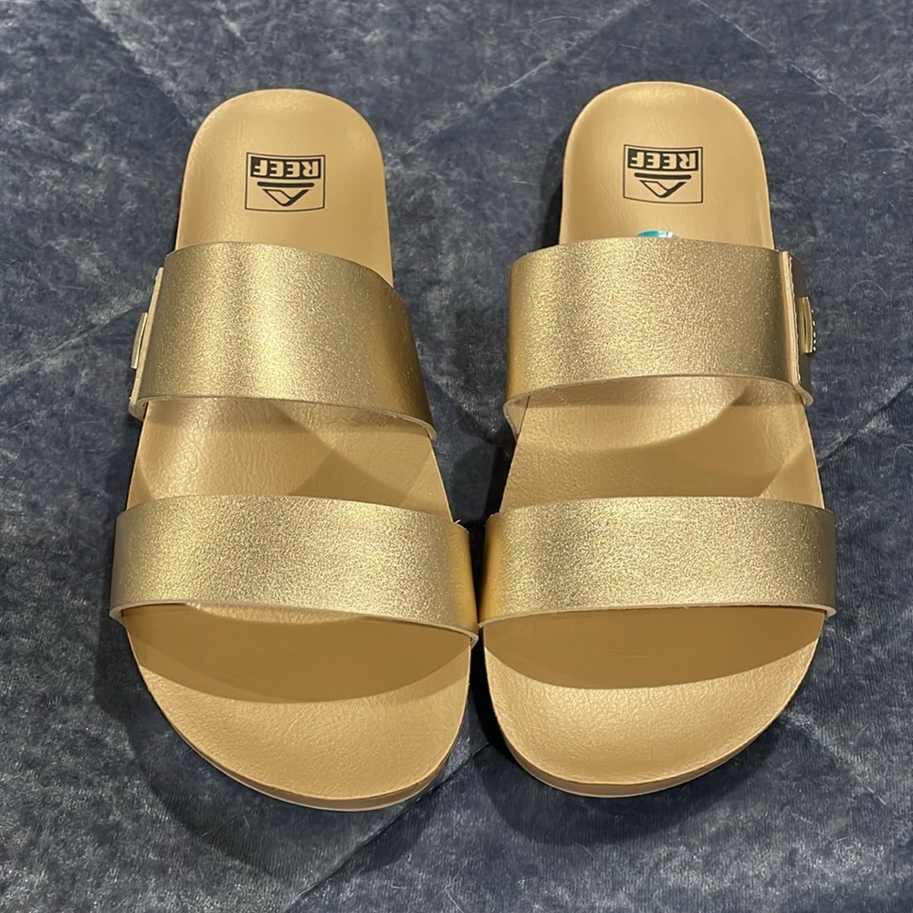 Reef Women's Gold Double-Strap Slide Sandals
